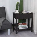 HOMCOM Flip Top End Side Table with Cabinet and Bottom Shelf – Stylish Storage Solution for Bedroom