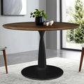Round Walnut Finish Dining Table