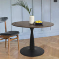Round Walnut Finish Dining Table