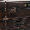 Roche River Decor Faux Leather or Linen Fabric Coffee Table Trunk with 2 Drawers and Buckle Hinged Top - Available in Dark Blue or Brown