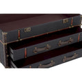 Roche River Decor Faux Leather or Linen Fabric Coffee Table Trunk with 2 Drawers and Buckle Hinged Top - Available in Dark Blue or Brown