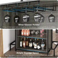 3-Tier Home Bar Unit with Glass Holder and Wine Storage