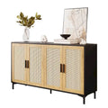 JASIWAY Rattan-Decorated Buffet Table and Kitchen Sideboard