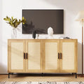 JASIWAY Rattan-Decorated Buffet Table and Kitchen Sideboard