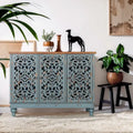 Vintage-Inspired Hollow-Carved 3-Door Storage Cabinet