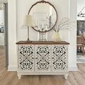 Vintage-Inspired Hollow-Carved 3-Door Storage Cabinet