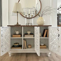 Vintage-Inspired Hollow-Carved 3-Door Storage Cabinet