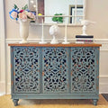 Vintage-Inspired Hollow-Carved 3-Door Storage Cabinet