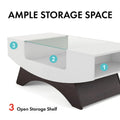 Angelic Contemporary Storage Coffee Table with Glass Insert by Furniture of America