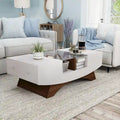 Angelic Contemporary Storage Coffee Table with Glass Insert by Furniture of America