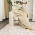 Adeco Small Teddy Ottoman - Low Vanity Foot Stool