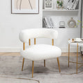 SEYNAR Contemporary Glam Upholstered Open-Back Accent Chair with Gold Legs