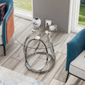 Myhozm Glass Side Table for Living Room with Sturdy Metal Frame