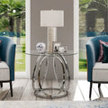 Myhozm Glass Side Table for Living Room with Sturdy Metal Frame