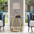 Myhozm Glass Side Table for Living Room with Sturdy Metal Frame