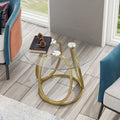 Myhozm Glass Side Table for Living Room with Sturdy Metal Frame