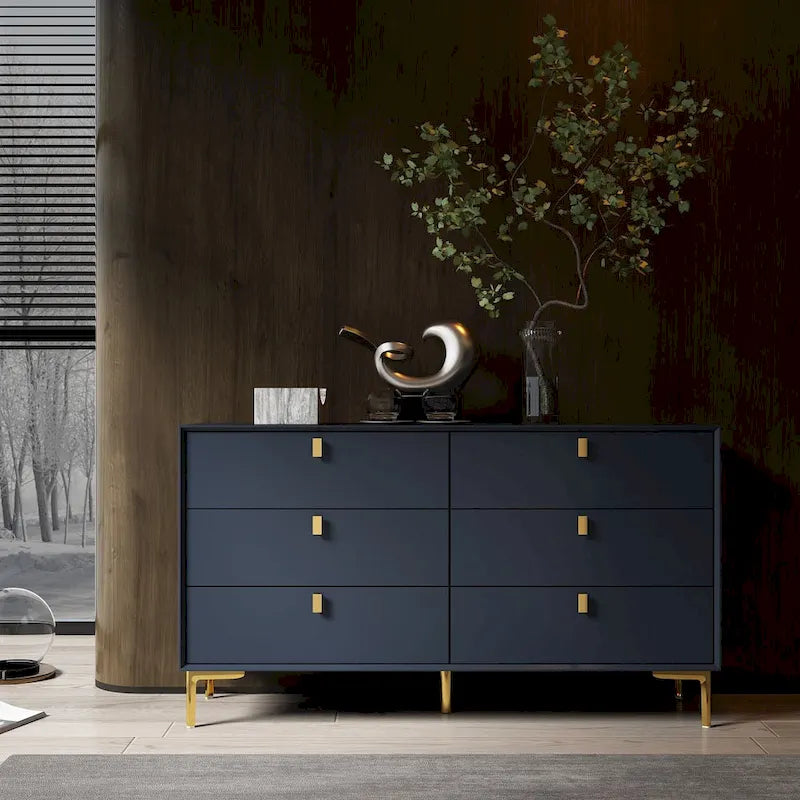 Mid-Century 6-Drawer Storage Dresser Chest Sideboard