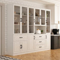 78.7-Inch Modular White Curio Cabinet with Glass Doors for Buffet Display