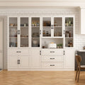 78.7-Inch Modular White Curio Cabinet with Glass Doors for Buffet Display