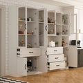 78.7-Inch Modular White Curio Cabinet with Glass Doors for Buffet Display