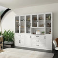 78.7-Inch Modular White Curio Cabinet with Glass Doors for Buffet Display