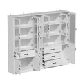 78.7-Inch Modular White Curio Cabinet with Glass Doors for Buffet Display