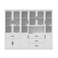 78.7-Inch Modular White Curio Cabinet with Glass Doors for Buffet Display