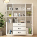 78.7-Inch Modular White Curio Cabinet with Glass Doors for Buffet Display