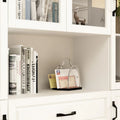 78.7-Inch Modular White Curio Cabinet with Glass Doors for Buffet Display
