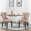 Set of 2 Grandview Tufted Upholstered Dining Chairs with Nailhead Trim and Ring Pull