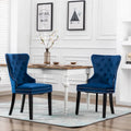 Set of 2 Grandview Tufted Upholstered Dining Chairs with Nailhead Trim and Ring Pull