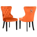 Set of 2 Grandview Tufted Upholstered Dining Chairs with Nailhead Trim and Ring Pull