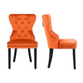 Set of 2 Grandview Tufted Upholstered Dining Chairs with Nailhead Trim and Ring Pull