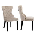 Set of 2 Grandview Tufted Upholstered Dining Chairs with Nailhead Trim and Ring Pull