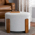 Finlay Contemporary Japandi Boucle Upholstered Wood Ottoman