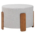 Finlay Contemporary Japandi Boucle Upholstered Wood Ottoman