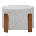 Finlay Contemporary Japandi Boucle Upholstered Wood Ottoman