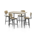 Counter Height Dining Table Set with 4 Chairs and Metal Frame