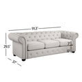 Corvus Aleksis Tufted Chesterfield 3-Seat Sofa with Elegant Rolled Arms