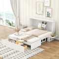 Nestfair White Queen-Sized Murphy Bed with Drawer and Shelves - Mobile Design