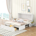 Nestfair White Queen-Sized Murphy Bed with Drawer and Shelves - Mobile Design