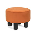Adeco Modern Velvet Round Ottoman Footrest Stool with Padded Seat