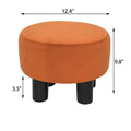 Adeco Modern Velvet Round Ottoman Footrest Stool with Padded Seat