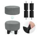Adeco Modern Velvet Round Ottoman Footrest Stool with Padded Seat