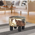 Adeco Modern Velvet Round Ottoman Footrest Stool with Padded Seat