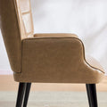 Set of 2 High-Back Tufted Accent Chairs in Cream, Brown, and Taupe