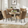 Set of 2 High-Back Tufted Accent Chairs in Cream, Brown, and Taupe