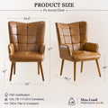 Set of 2 High-Back Tufted Accent Chairs in Cream, Brown, and Taupe