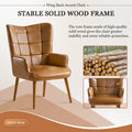 Set of 2 High-Back Tufted Accent Chairs in Cream, Brown, and Taupe