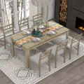 Nestfair 7-Piece Wooden Dining Set: Table with 6 Chairs and 2 Storage Drawers